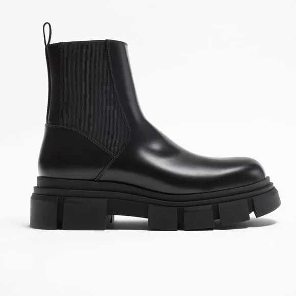 Used Men’ Size 12 (Euro Sz 45) Zara Faux Leather Chelsea Boots In Black - Picture 1 of 17